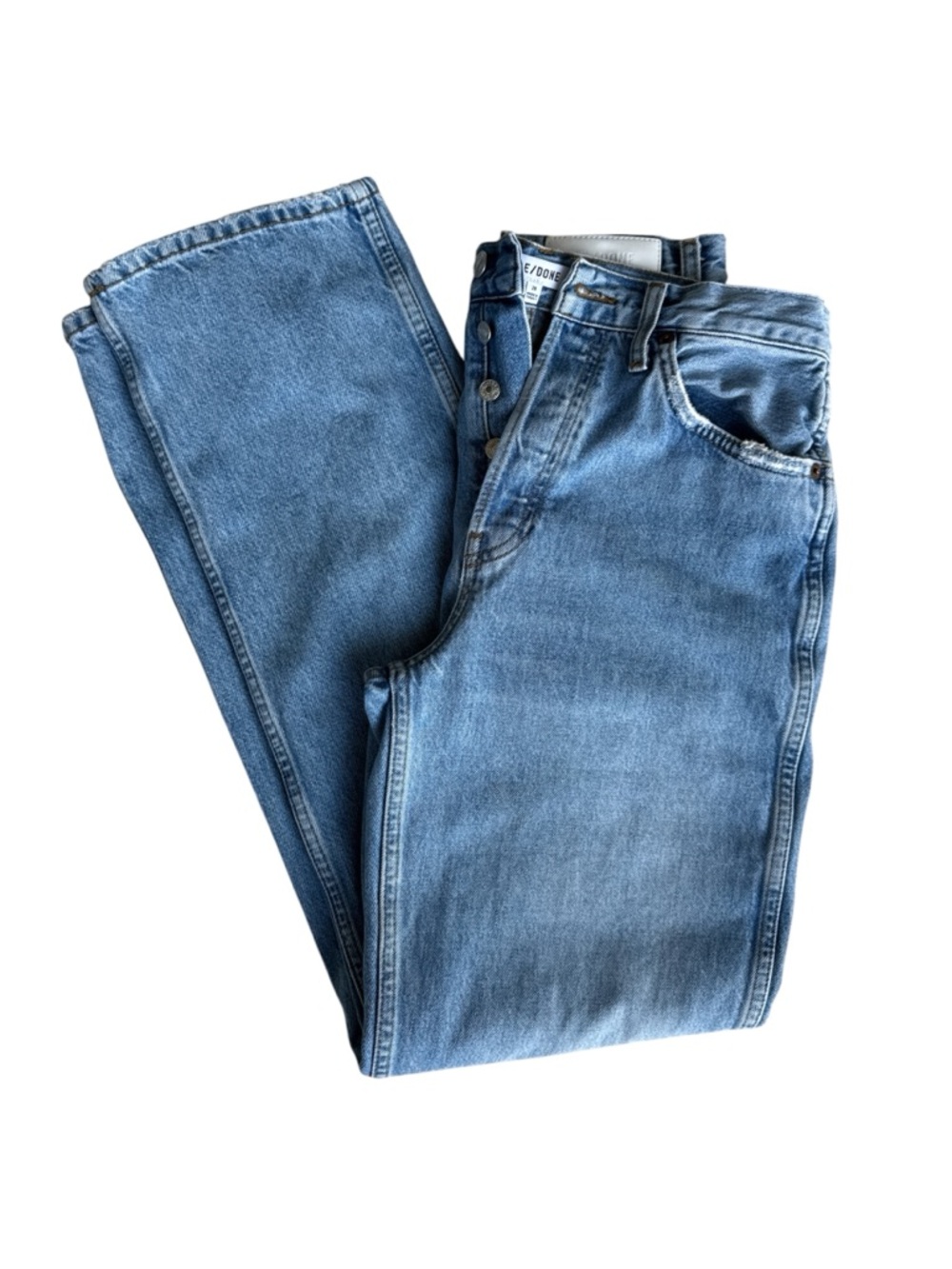 RE/DONE 90s High Rise Loose Jeans Size 28 Straight Leg Vintage Wash Denim